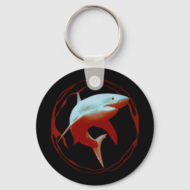 Great White Shark Graphic Design Keychain (Front)