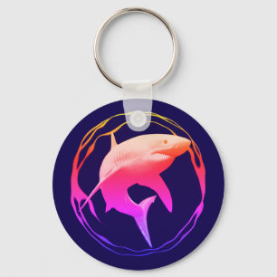Great White Shark Graphic Design Keychain