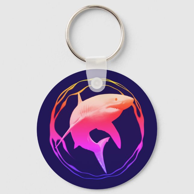 Great White Shark Graphic Design Keychain (Front)