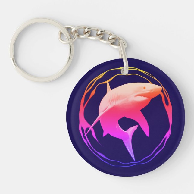Great White Shark Graphic Design Keychain (Front)