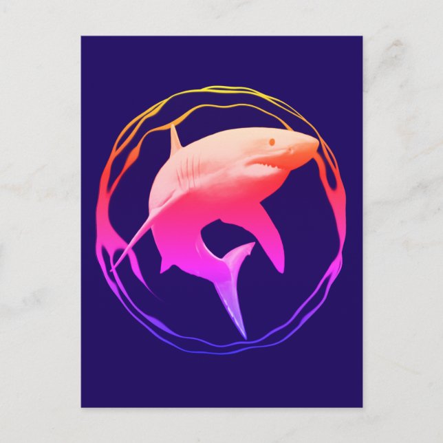 Great White Shark Graphic Design Postcard (Front)