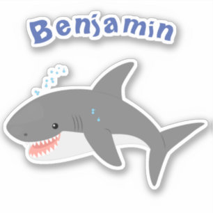 Great white shark happy cartoon illustration
