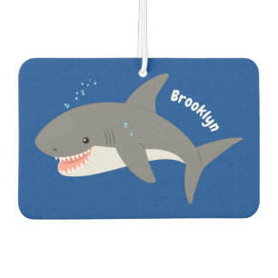 Great white shark happy cartoon illustration air freshener