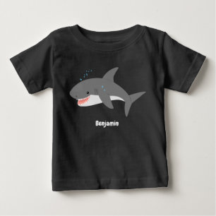 Great white shark happy cartoon illustration baby T-Shirt
