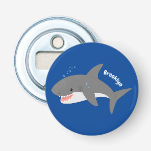 Great white shark happy cartoon illustration bottle opener