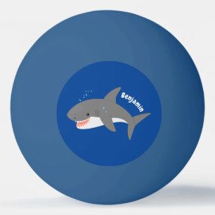 Great white shark happy cartoon illustration ping pong ball