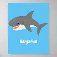 Great white shark happy cartoon illustration