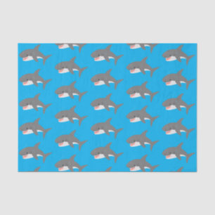 Great white shark happy cartoon illustration tissue paper