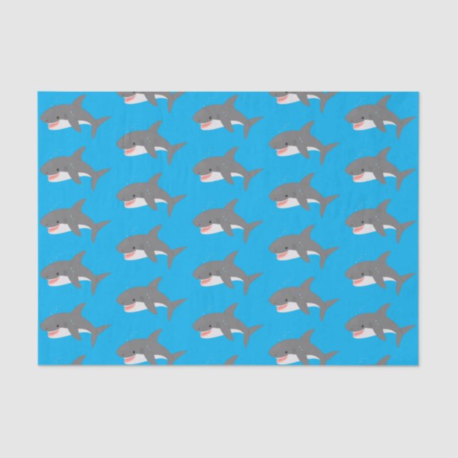 Great white shark happy cartoon illustration tissue paper (Front)