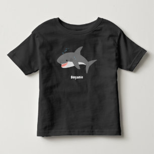 Great white shark happy cartoon illustration toddler t-shirt