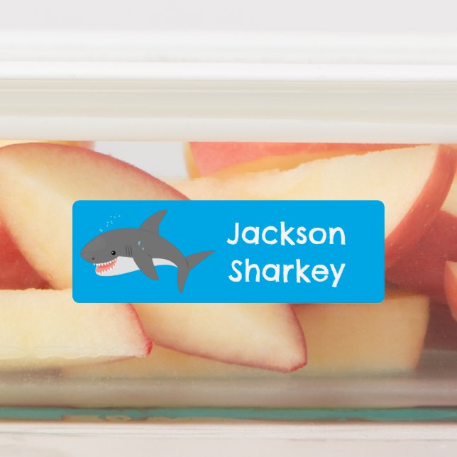 Great white shark happy cartoon personalized  (Affixed)