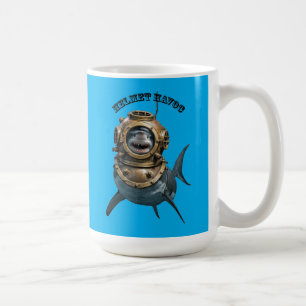Great White Shark Inside of a Diving Helmet URM Coffee Mug