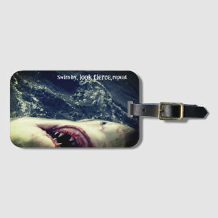 Great white shark jaws luggage tag
