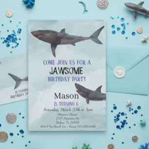 Great White Shark Jawsome Child's Birthday Invitation