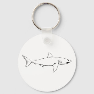 Great White Shark (line art) Keychain