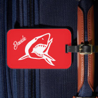 Great white shark logo personalized red travel
