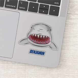Great white shark mean cartoon illustration