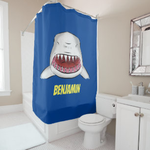 Great white shark mean cartoon illustration