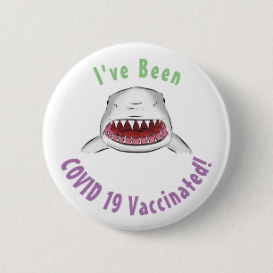 Great white shark mean cartoon illustration 2 inch round button