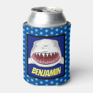 Great white shark mean cartoon illustration can cooler