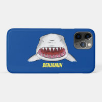 Great white shark mean cartoon illustration