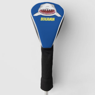 Great white shark mean cartoon illustration golf head cover