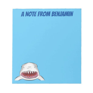 Great white shark mean cartoon illustration notepad