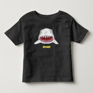 Great white shark mean cartoon illustration toddler t-shirt
