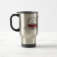Great white shark mean cartoon illustration