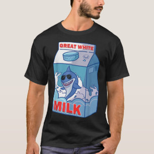 Great White Shark Milk Bo Carton Pack Funny Quirky T-Shirt