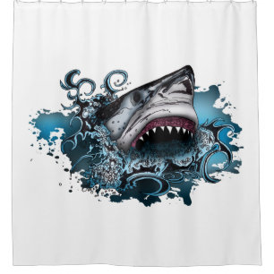 Great White Shark Ocean Wave Bold Bathroom Shower