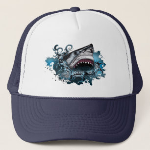 Great White Shark Ocean Wave Trucker Hat