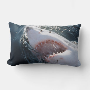 Great White Shark on sea Lumbar Pillow