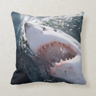 Great White Shark on sea Throw Pillow