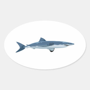 Great White Shark Oval Sticker