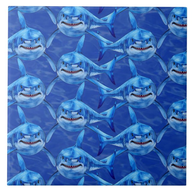 Great White Shark Pattern  Tile (Front)