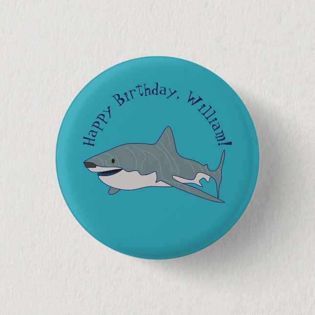 Great White Shark Personalized Message 1 Inch Round Button (Front)