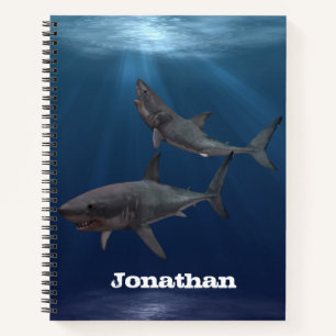 Great White Shark Personalized Ocean Notebook