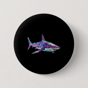 Great White Shark Polygon Fishing Scuby Diving Sha 2 Inch Round Button