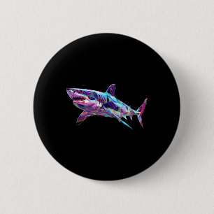 Great White Shark Polygon Fishing Scuby Diving Sha 2 Inch Round Button