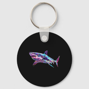 Great White Shark Polygon Fishing Scuby Diving Sha Keychain