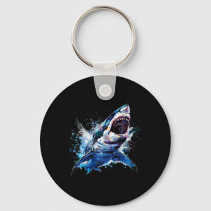 Great White Shark Scuby Diving Fishing Shark Lover Keychain