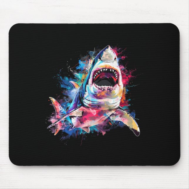 Great White Shark Scuby Diving Fishing Shark Lover Mouse Pad (Front)