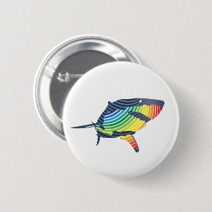 Great White Shark Swoosh 2 Inch Round Button