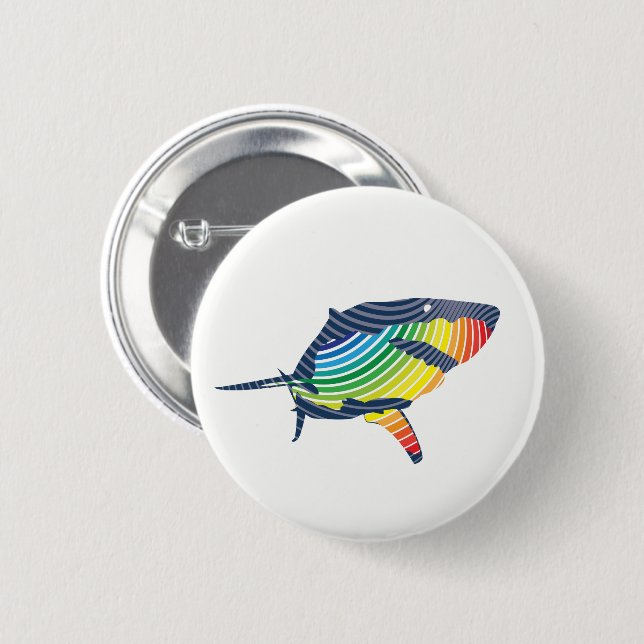 Great White Shark Swoosh 2 Inch Round Button (Front & Back)