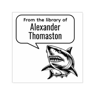 Great White Shark Talk Bubble Library Book Name Self-inking Stamp
