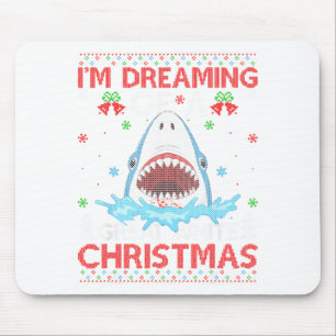 Great White Shark Ugly Xmas Sweater Shark Fishing  Mouse Pad