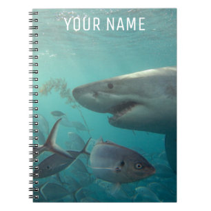 Great White Shark Underwater Portrait Personalized Notebook