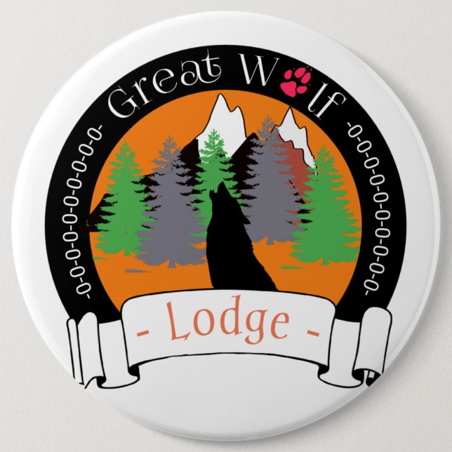 Great wolf lodge 6 inch round button (Front)
