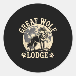 Great Wolf Lodge Howling Wolf Full Moon Nature Sce Classic Round Sticker